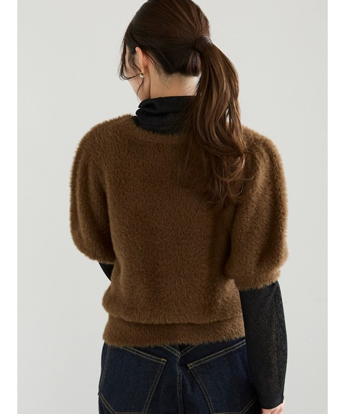 Te chichi（テチチ）の「シャギーハーフスリーブプルオーバー（ニット/セーター・レディース・ネイビー/ブラウン・F）」の6枚目の写真