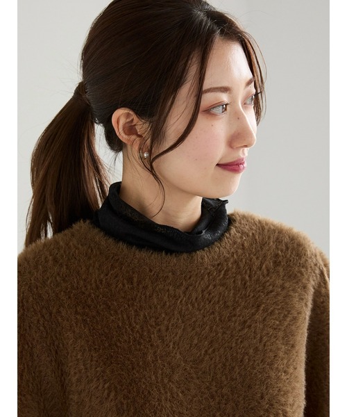 Te chichi（テチチ）の「シャギーハーフスリーブプルオーバー（ニット/セーター・レディース・ネイビー/ブラウン・F）」の7枚目の写真