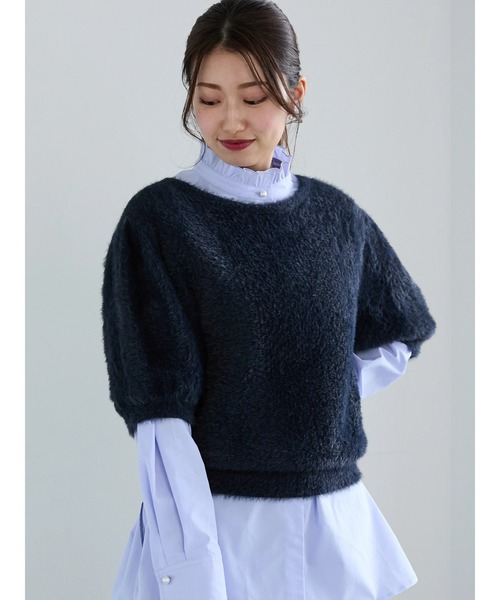 Te chichi（テチチ）の「シャギーハーフスリーブプルオーバー（ニット/セーター・レディース・ネイビー/ブラウン・F）」の10枚目の写真