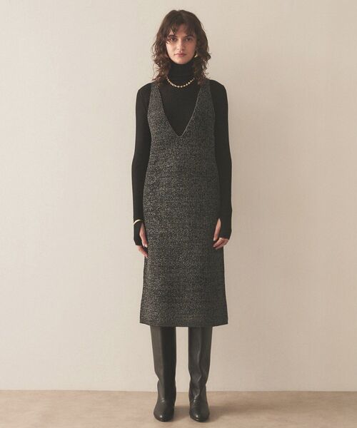 cloenc（クロエンス）の「◆ローゲージラメニットワンピース（ワンピース・レディース・ブラウン系その他4/ホワイト系6/ブラック系3・02）」の2枚目の写真