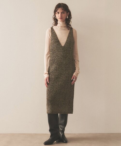 cloenc（クロエンス）の「◆ローゲージラメニットワンピース（ワンピース・レディース・ブラウン系その他4/ホワイト系6/ブラック系3・02）」の3枚目の写真