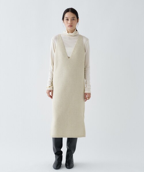 cloenc（クロエンス）の「◆ローゲージラメニットワンピース（ワンピース・レディース・ブラウン系その他4/ホワイト系6/ブラック系3・02）」の4枚目の写真