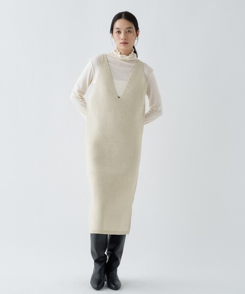 cloenc（クロエンス）の「◆ローゲージラメニットワンピース（ワンピース・レディース・ブラウン系その他4/ホワイト系6/ブラック系3・02）」の5枚目の写真