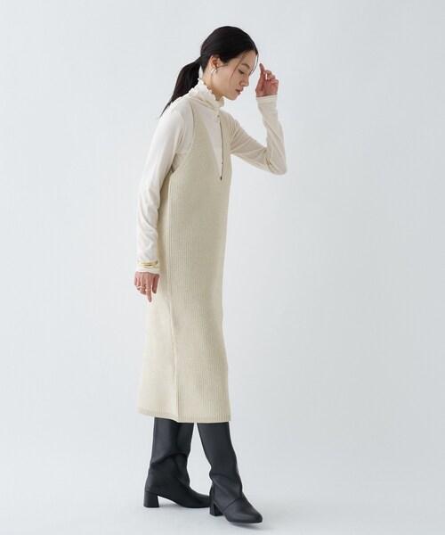 cloenc（クロエンス）の「◆ローゲージラメニットワンピース（ワンピース・レディース・ブラウン系その他4/ホワイト系6/ブラック系3・02）」の6枚目の写真