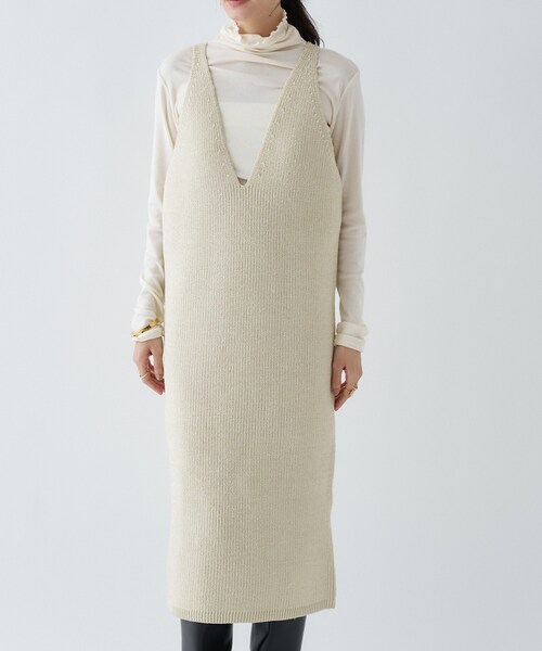 cloenc（クロエンス）の「◆ローゲージラメニットワンピース（ワンピース・レディース・ブラウン系その他4/ホワイト系6/ブラック系3・02）」の9枚目の写真