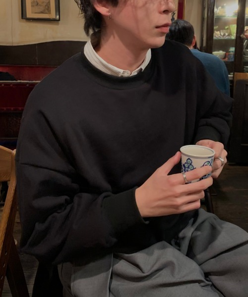 INTER FACTORY（インターファクトリー）の「DAIKI - ショートスウェットプルオーバー / Short Sweat Pullover - made in INTER FACTORY（スウェット・メンズ・グレー/ブラック・LARGE/MEDIUM/SMALL）」の13枚目の写真