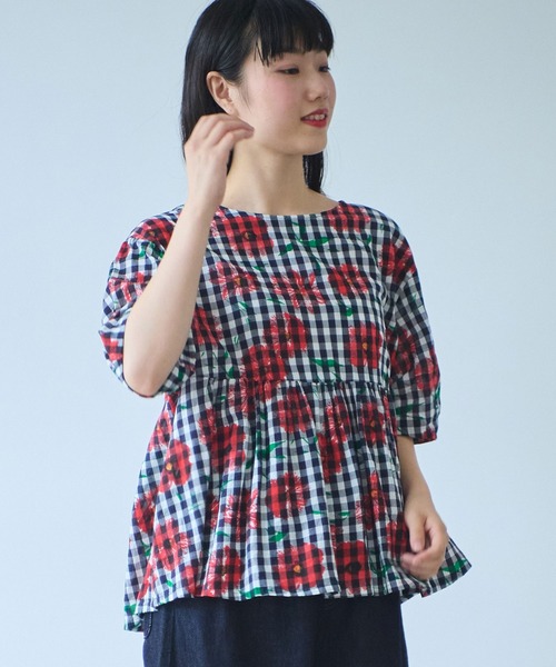 bulle de savon（ビュルデサボン）の「suisai hana プリントブラウス