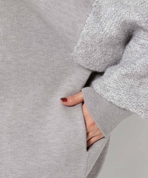 HARE（ハレ）の「ソデイソザイミドルVネックニットカーディガン(HARE)（カーディガン/ボレロ・レディース・ブラック/グレー・FREE）」の19枚目の写真