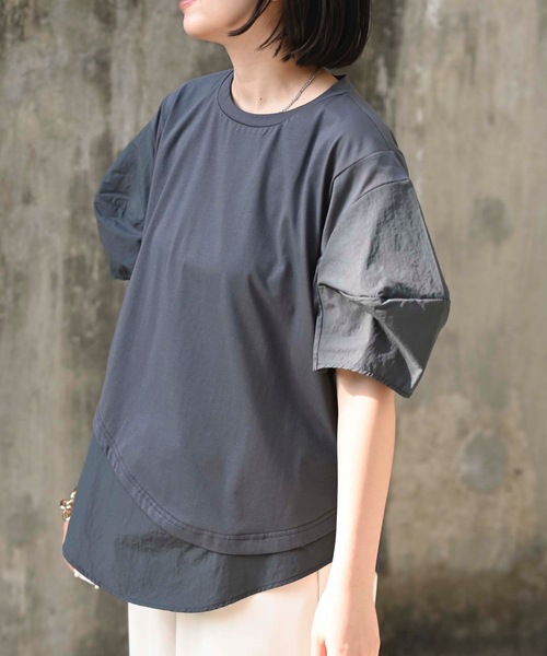 セール】ボリューム袖半袖カットソー（Tシャツ/カットソー