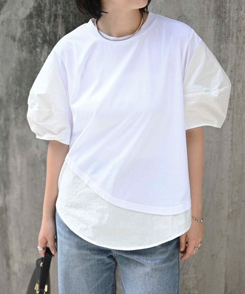 魅力的な セール】ボリューム袖半袖カットソー（Tシャツ/カットソー トップス