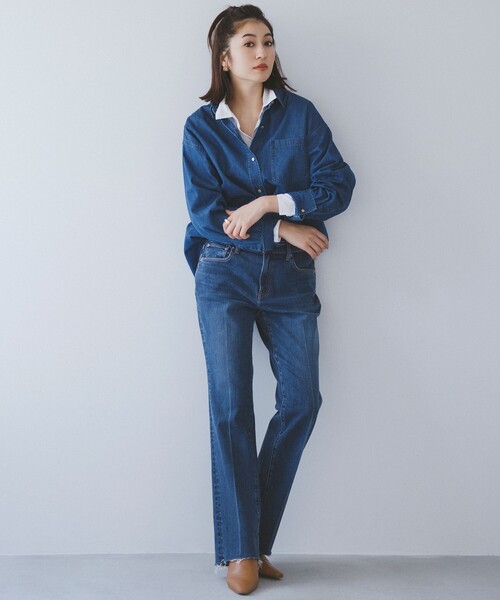 23区(ニジュウサンク)の「【洗える】ライトダンガリー 2WAY シャツ(シャツ/ブラウス・レディース・ターコイズブルー系/スカイブルー系・38/40)」の18枚目の写真