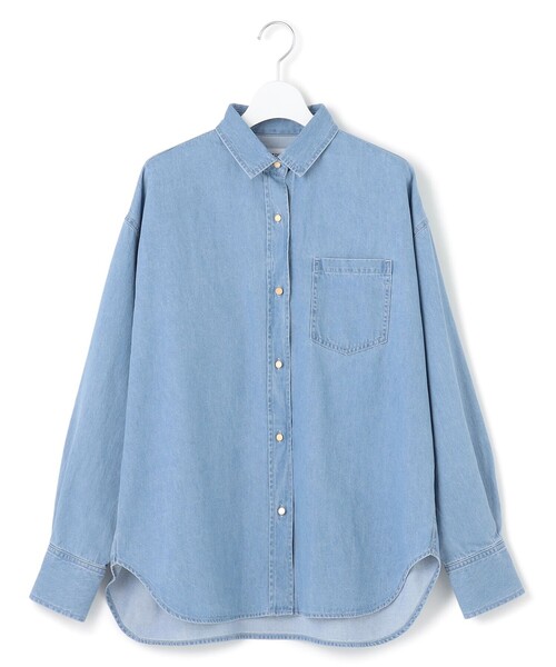 23区(ニジュウサンク)の「【洗える】ライトダンガリー 2WAY シャツ(シャツ/ブラウス・レディース・ターコイズブルー系/スカイブルー系・38/40)」の10枚目の写真