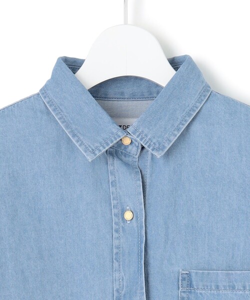 23区(ニジュウサンク)の「【洗える】ライトダンガリー 2WAY シャツ(シャツ/ブラウス・レディース・ターコイズブルー系/スカイブルー系・38/40)」の8枚目の写真