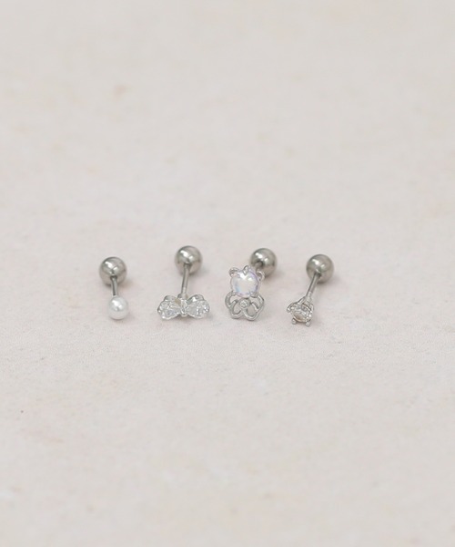 Peony(ピオニー)の「Peoney/サージカルステンレス316L ビジューピアスセット3(ピアス(片耳用)・レディース・F/E/D/C/H/A/I/G/B・FREE)」の5枚目の写真