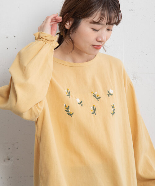 【セール】ボタニカル刺繍プルオーバーブラウス（シャツ/ブラウス）｜POU DOU DOU（プードゥドゥ）