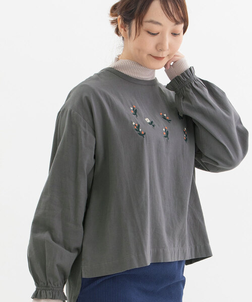 【セール】ボタニカル刺繍プルオーバーブラウス（シャツ/ブラウス）｜POU DOU DOU（プードゥドゥ）