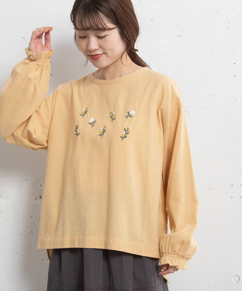 【セール】ボタニカル刺繍プルオーバーブラウス（シャツ/ブラウス）｜POU DOU DOU（プードゥドゥ）