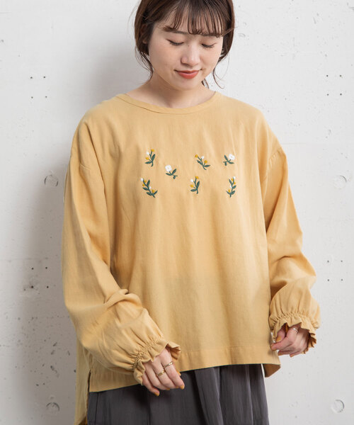 【セール】ボタニカル刺繍プルオーバーブラウス（シャツ/ブラウス）｜POU DOU DOU（プードゥドゥ）