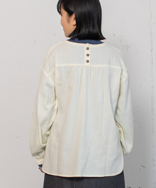 【セール】ボタニカル刺繍プルオーバーブラウス（シャツ/ブラウス）｜POU DOU DOU（プードゥドゥ）