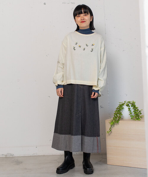 【セール】ボタニカル刺繍プルオーバーブラウス（シャツ/ブラウス）｜POU DOU DOU（プードゥドゥ）