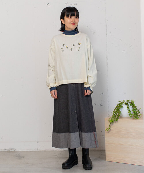 【セール】ボタニカル刺繍プルオーバーブラウス（シャツ/ブラウス）｜POU DOU DOU（プードゥドゥ）