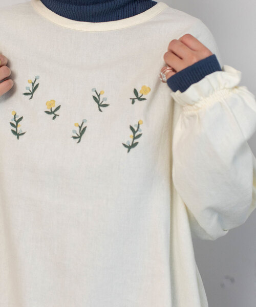【セール】ボタニカル刺繍プルオーバーブラウス（シャツ/ブラウス）｜POU DOU DOU（プードゥドゥ）