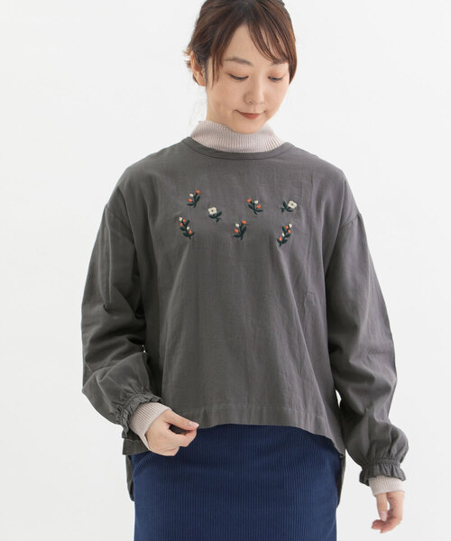 【セール】ボタニカル刺繍プルオーバーブラウス（シャツ/ブラウス）｜POU DOU DOU（プードゥドゥ）