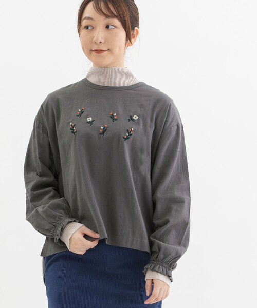 【セール】ボタニカル刺繍プルオーバーブラウス（シャツ/ブラウス）｜POU DOU DOU（プードゥドゥ）