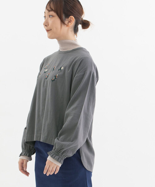 【セール】ボタニカル刺繍プルオーバーブラウス（シャツ/ブラウス）｜POU DOU DOU（プードゥドゥ）