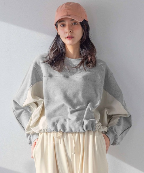 LOWRYS FARM（ローリーズファーム）の「コンビスウェットプルオーバー  291614（スウェット・レディース・ホワイト/ブラック/グレー・FREE）」の3枚目の写真