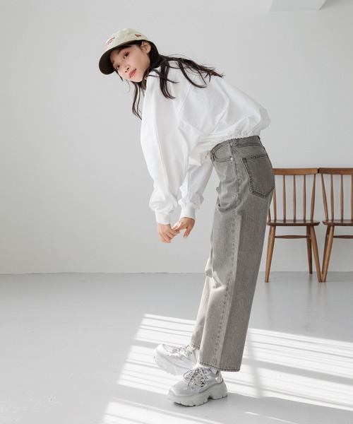 LOWRYS FARM（ローリーズファーム）の「コンビスウェットプルオーバー  291614（スウェット・レディース・ホワイト/ブラック/グレー・FREE）」の6枚目の写真