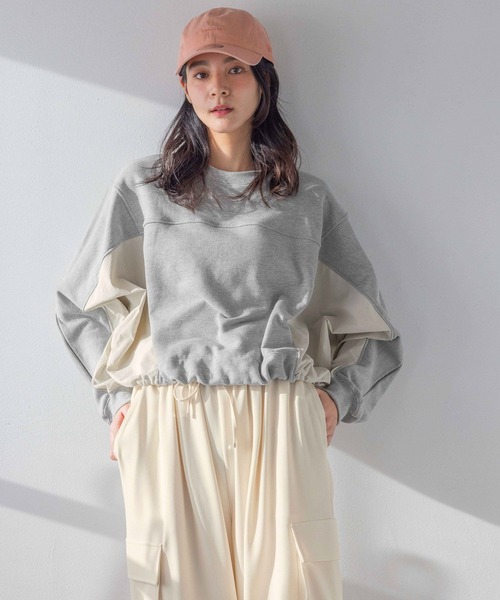 LOWRYS FARM（ローリーズファーム）の「コンビスウェットプルオーバー  291614（スウェット・レディース・ホワイト/ブラック/グレー・FREE）」の9枚目の写真