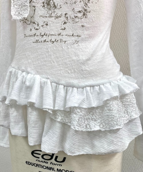 LADY LIKE(レディライク)の「ストール付きティアードフリルガーリートップス(Tシャツ/カットソー・レディース・ホワイト・M)」の10枚目の写真