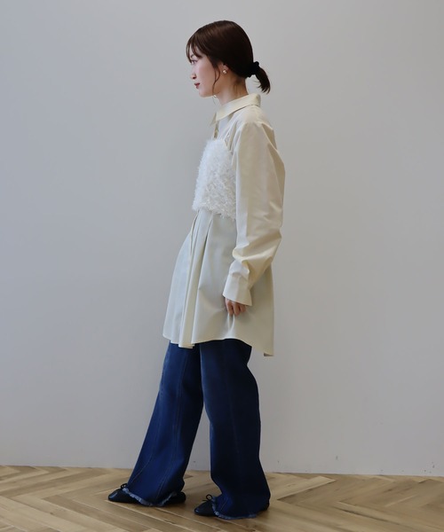 earth music&ecology（アースミュージックアンドエコロジー）の「フリンジミックスチュールビスチェ（ベスト・レディース・ライトグレー/ブラック/アイボリー・FREE）」の12枚目の写真