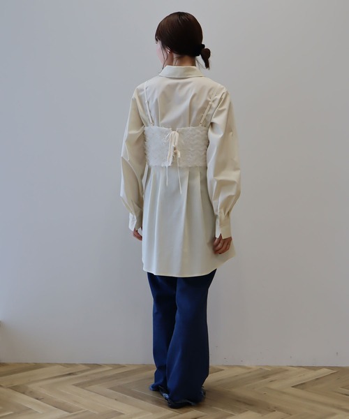 earth music&ecology（アースミュージックアンドエコロジー）の「フリンジミックスチュールビスチェ（ベスト・レディース・ライトグレー/ブラック/アイボリー・FREE）」の13枚目の写真