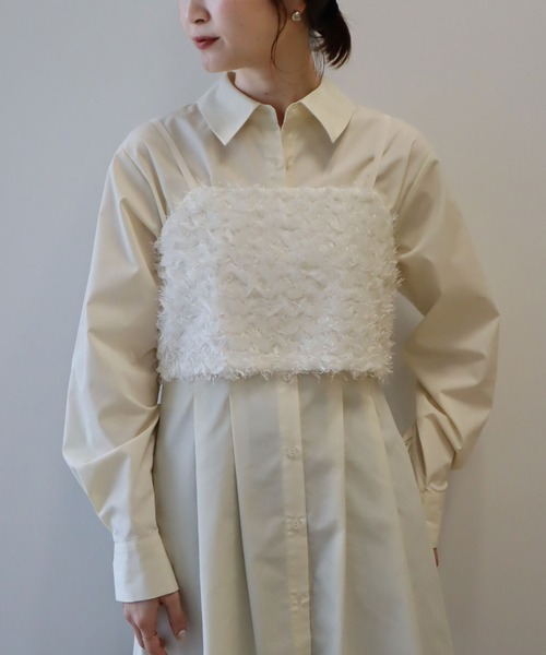 earth music&ecology（アースミュージックアンドエコロジー）の「フリンジミックスチュールビスチェ（ベスト・レディース・ライトグレー/ブラック/アイボリー・FREE）」の8枚目の写真