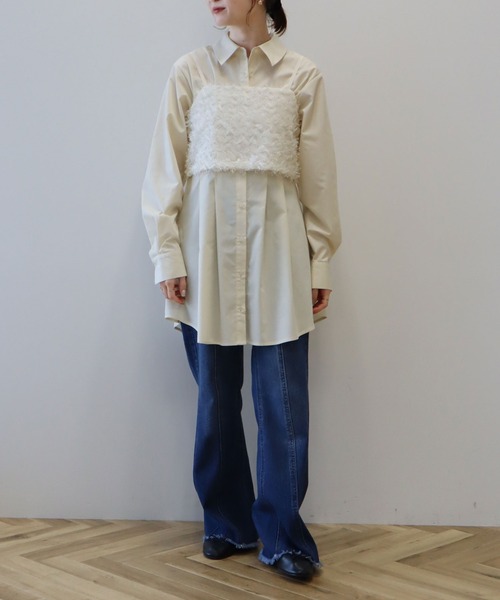 earth music&ecology（アースミュージックアンドエコロジー）の「フリンジミックスチュールビスチェ（ベスト・レディース・ライトグレー/ブラック/アイボリー・FREE）」の11枚目の写真