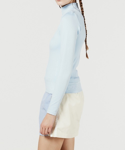 DOUBLE STANDARD CLOTHING（ダブルスタンダードクロージング）の「PIN DEAD×ESSENTIAL/ ストレッチリブハイネックプルオーバー（ニット/セーター・レディース・オフホワイト/サックスブルー・38/36）」の5枚目の写真