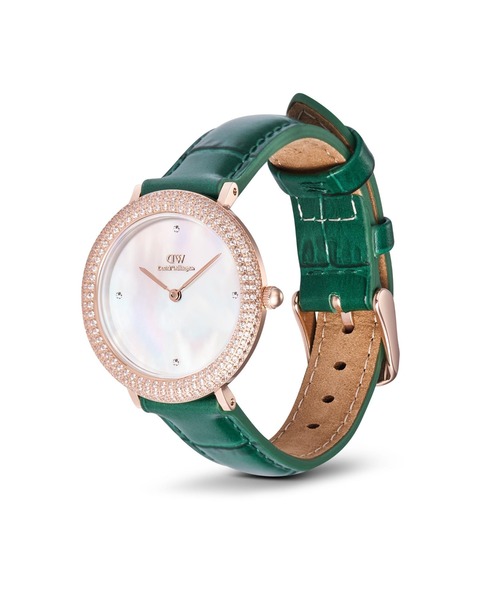 Daniel Wellington(ダニエルウェリントン)の「Crystalline Bezel MOP 本革 32MM ブラック/グリーン(アナログ腕時計・レディース・グリーン/ブラック・32mm)」の7枚目の写真
