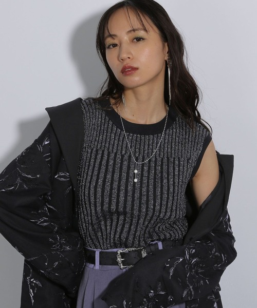 HARE（ハレ）の「ラメニットノースリーブ(HARE)（タンクトップ・レディース・ブラック/ネイビー・FREE）」の18枚目の写真