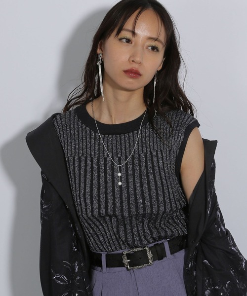 HARE（ハレ）の「ラメニットノースリーブ(HARE)（タンクトップ・レディース・ブラック/ネイビー・FREE）」の17枚目の写真