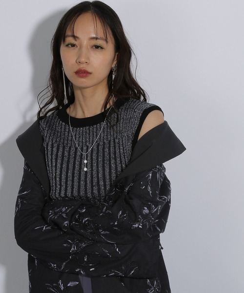 HARE（ハレ）の「ラメニットノースリーブ(HARE)（タンクトップ・レディース・ブラック/ネイビー・FREE）」の16枚目の写真