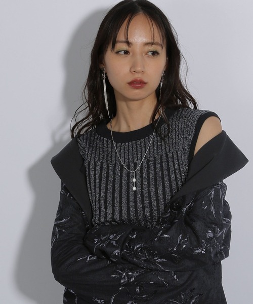 HARE（ハレ）の「ラメニットノースリーブ(HARE)（タンクトップ・レディース・ブラック/ネイビー・FREE）」の15枚目の写真