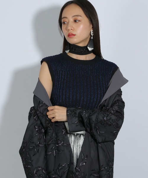 HARE（ハレ）の「ラメニットノースリーブ(HARE)（タンクトップ・レディース・ブラック/ネイビー・FREE）」の13枚目の写真