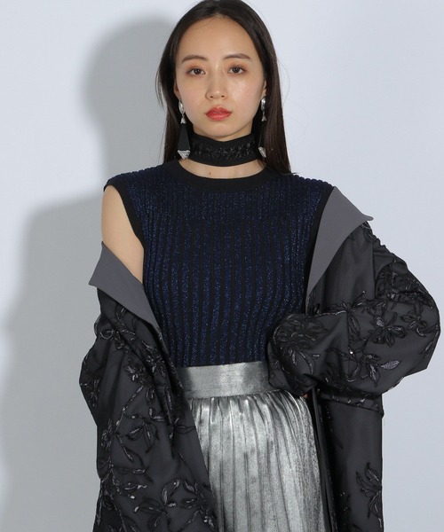 HARE（ハレ）の「ラメニットノースリーブ(HARE)（タンクトップ・レディース・ブラック/ネイビー・FREE）」の12枚目の写真