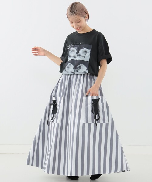 セール】黒猫ストライプ スカート（スカート）｜mmts（マミタス