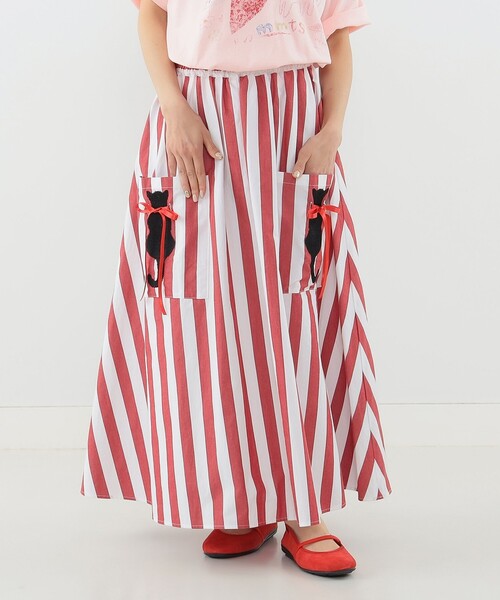 mmts（マミタス）の「黒猫ストライプ スカート（スカート・レディース・グレー/レッド・SMALL/MEDIUM）」の10枚目の写真