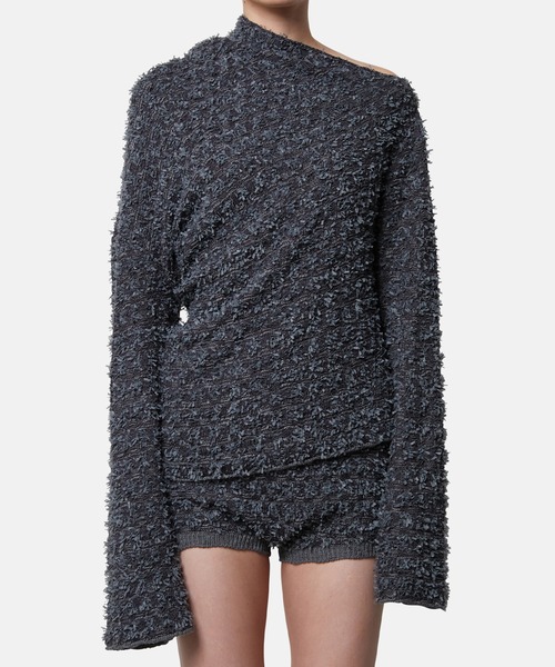 iRENE（アイレネ）の「ツイードニットトップス / Tweed Knit Tops（ニット/セーター・レディース・チャコールグレー/ホワイト/ダークブラウン・36）」の2枚目の写真