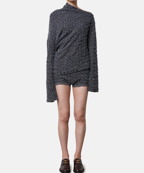 iRENE（アイレネ）の「ツイードニットトップス / Tweed Knit Tops（ニット/セーター・レディース・チャコールグレー/ホワイト/ダークブラウン・36）」の5枚目の写真