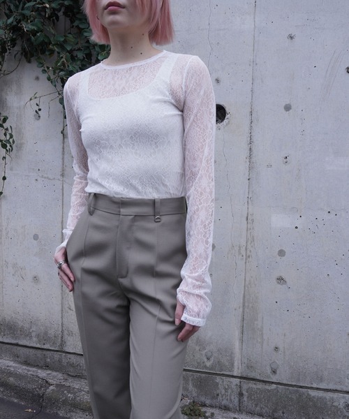 G.V.G.V.(ジーヴィージーヴィー)の「STRETCH LACE L/S TOP(Tシャツ/カットソー・レディース・ホワイト/ブラウン/ブラック・ONE SIZE)」の12枚目の写真